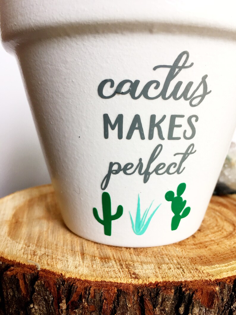 Cactus Makes Perfect Pot Plant Pun Cute Flower Pot Funny | Etsy