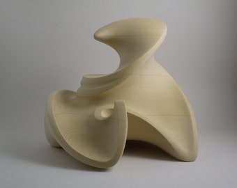 Abstract Wood Sculpture - Non-local Movement No.4 - 2019 - Yellow Cedar -  Concave, Contemporary, Original, Dynamic, Smooth, Flowing