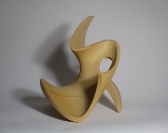 Abstract Wood Sculpture - Eternal Movement No.1 - 2019 - Yellow Cedar -  Modern, Contemporary, Original, Dynamic, Smooth, Fluid, Flowing