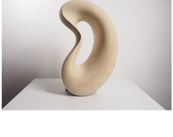 Abstract Wood Sculpture - Motion of Life No.1 - Carved From Linden - Wood Grain, Natural, Refined, Contemporary, Smooth, Modern, Organic