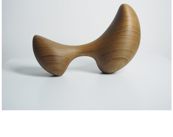 Abstract Wood Sculpture - Duality No.7 - Western Red Cedar, Wax - Tabletop, Modern, Original, Natural, Smooth, Wood Grain, Subtle, Balance