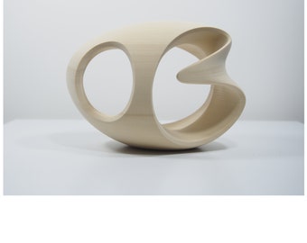 Abstract Wood Sculpture - Being No.2- 2023 - Yellow Cedar -  Natural, Open, Subtle, Intricate, Smooth, Fine, Curving, Elegant, White, Fluid