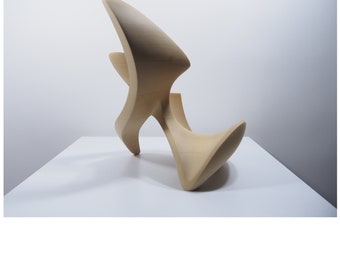 Abstract Wood Sculpture - Eternal Movement No.1 - 2019 - Yellow Cedar -  Modern, Contemporary, Original, Dynamic, Smooth, Fluid, Flowing