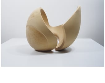 Abstract Wood Sculpture - The Emerging Of Silence No.1 - 2020 - Yellow Cedar -  Concave, Contemporary, Original, Natural, Smooth, Open