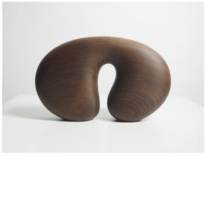 Abstract Walnut Sculpture – Hand Carved Wood, Slim, Freestanding, Dark Brown - "Arch No.85"