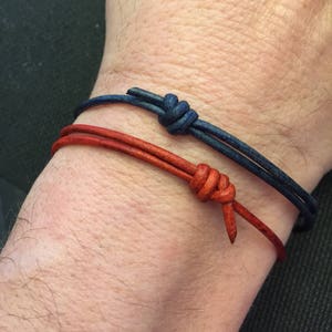 Leather Cord Bracelet, Men's Leather Bracelet, Surfer Bracelet, Bracelet for kids, Family Bracelet, Adjustable Bracelet with Sliding Knots.