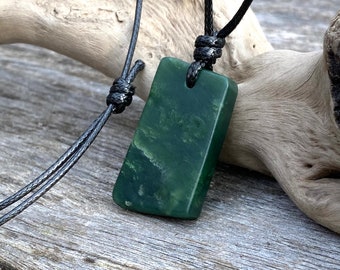 dark green jade nephrite necklace mens jade necklace green jewelry for men Valentines gifts for him green crystal pendant hunter gifts