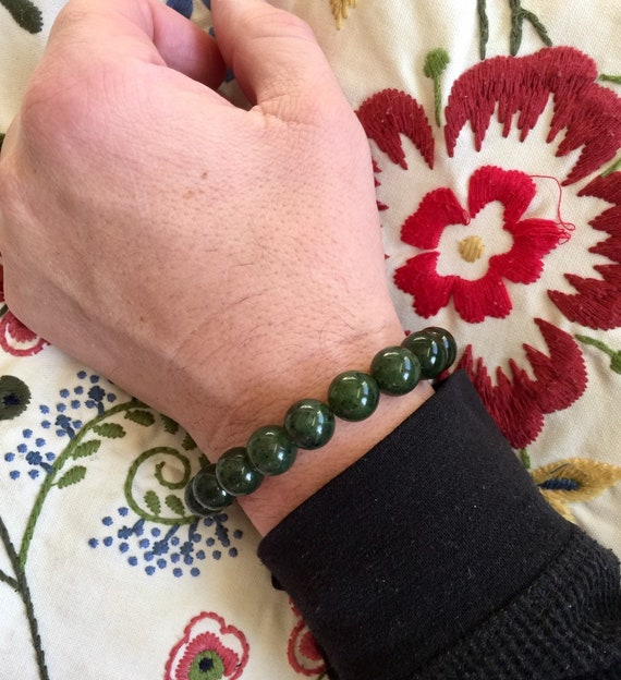 Men's Jade Bracelet 12mm Canadian Jade Bracelet Etsy