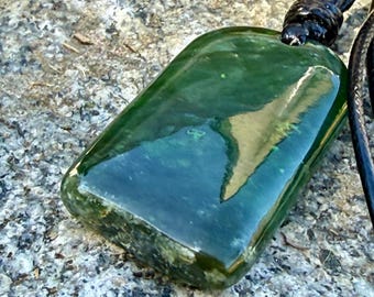 Authentic Natural Canadian Nephrite Jade Pendant, Canadian Jade Pendant, Nephrite Jade Pendant Choker, Mens Jade Necklace, Father’s Day Gift