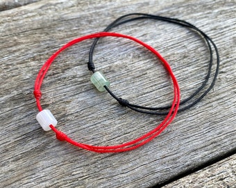 Lucky Red Cord Bracelet, Jadeite Beads Bracelet, Green Jade Bracelet, Protection Bracelet, Lucky Jade Bracelet, Red string with jade, Amulet