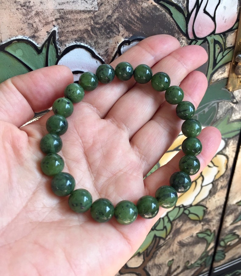 Men's Bracelet 10mm Nephrite Jade Bracelet 100 Etsy