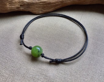 Bracelet Homme Fin En Pierres Gemmes - Jade Africain, Bronzite, Jaspe Dalmatien, Pyrite - Ajustable