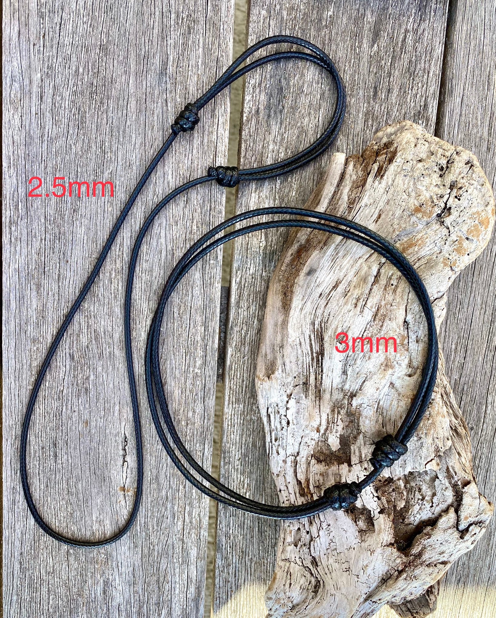Leather Cord Necklace 2 Mm 2.5 Mm 3 Mm Sliding Knots Adjustable