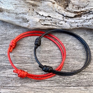 Waterproof Cord Bracelet, Black Cord Bracelet, Red Bracelet, Surfer Bracelet, Kids Bracelet, Family Bracelet, Vegan Bracelet.