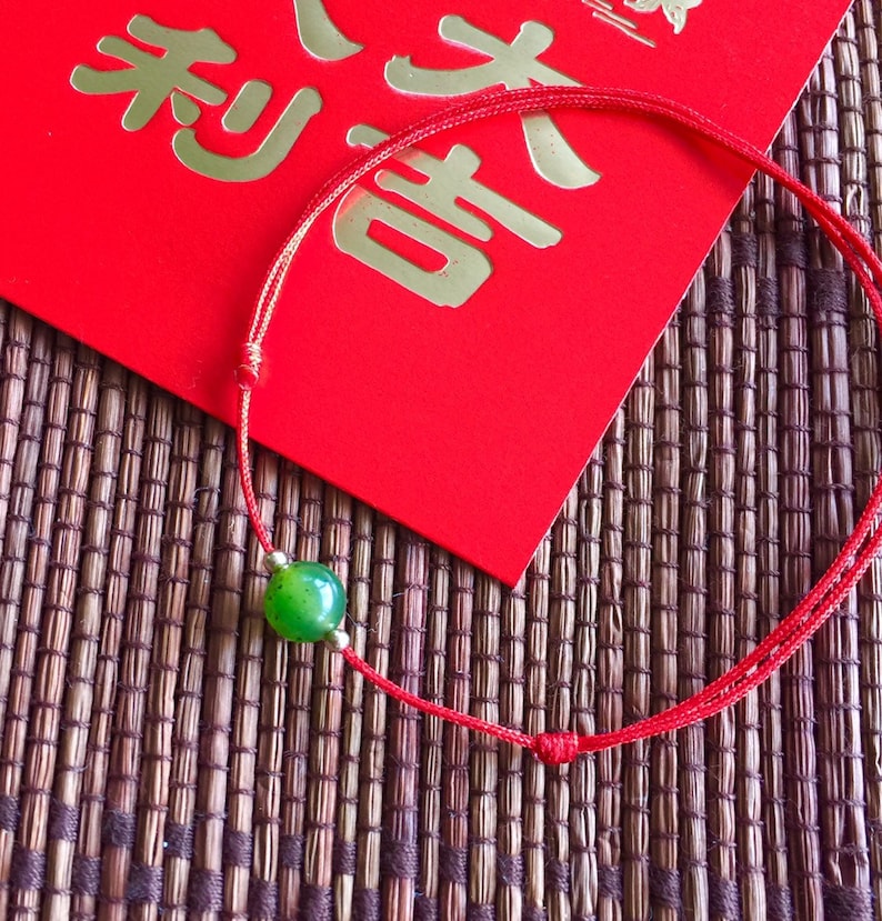 Red String Jade bracelet Green Jade Bracelet Lucky Jade Etsy
