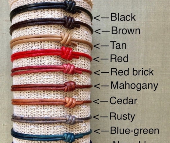 Leather Cord Bracelet, Men's Leather Bracelet, Surfer Bracelet, Bracelet for Kids, Family Bracelet, Adjustable Bracelet with Sliding Knots.