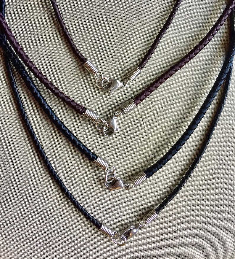 Waterproof Necklaceblack Braided Cord Necklace Mens Black Etsy