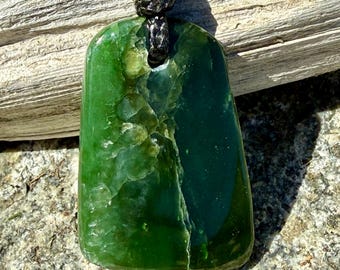 Authentic Natural Canadian Jade, Nephrite Jade Pendant, Canadian Jade Pendant, Mens Jade Necklace, Jade Necklace for Mens, Jade for Big Guy.