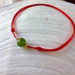 Good luck red cord bracelet, Canada Jade Bracelet, Green Jade Bracelet, Lucky Jade Bracelet, Wish Bracelet, Protection Bracelet, Red string.