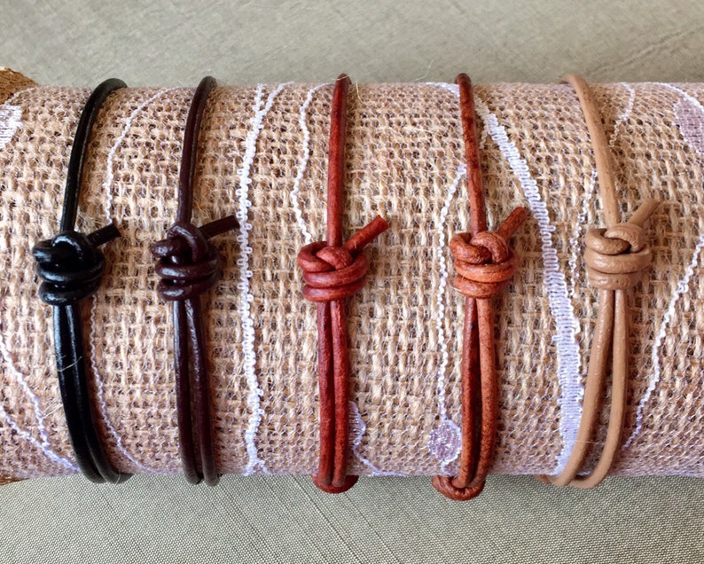 Leather Cord Bracelet, Men's Leather Bracelet, Surfer Bracelet, Bracelet for kids, Family Bracelet, Adjustable Bracelet with Sliding Knots. image 10