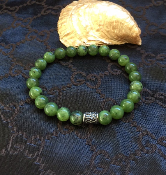 Natural Myanmar Jade Bracelet White/ Green Jade Bead - Temu