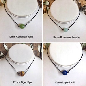 Gemstone Necklace, Genuine Natural Gemstone Bead, Canadian Jade, Jadeite, Lapis, Tiger Eye, Turquoise, Simple Thin Necklace, Jade Choker.