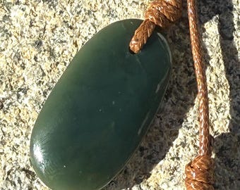Jade Pendant Necklace, Natural Nephrite Jade, Jade Māori Style Pendant, Oval Shape Jade Necklace Men, Green Jade Necklace.