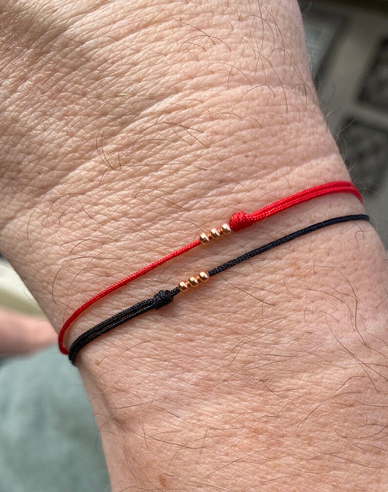 Mens String Bracelet Mens Bracelet Copper Thin Red Cord Etsy