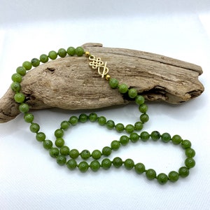 Canadian Jade Necklace, Green Jade Beaded Necklace, Canadian Jade Bead Necklace, Nephrite Jade Necklace, Custom Sized Knotted Bead Necklace.