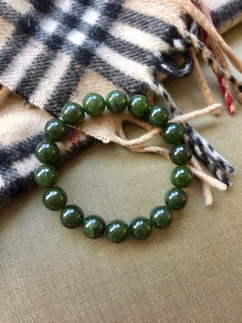 Men's Jade Bracelet 12mm Canadian Jade Bracelet | Etsy