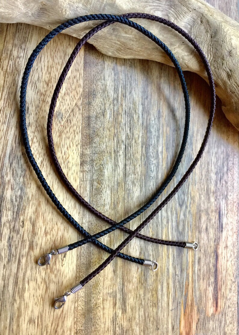 Waterproof NecklaceBlack Braided Cord Necklace Mens Black Etsy