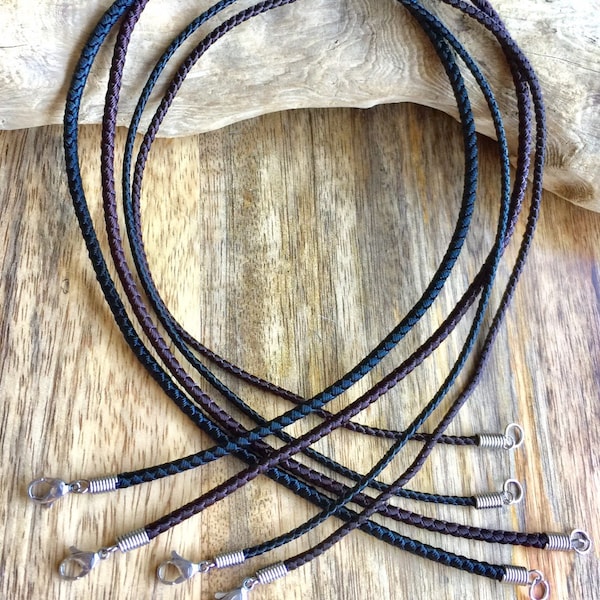 Waterproof Necklace,Black Braided Cord Necklace, Mens Black Choker, Necklace for Pendant, Surfer Choker, Custom Sized Choker, Hypoallergenic