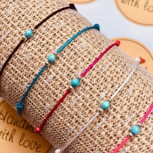 Pulseira à prova d'água, pulseira turquesa pequena, pulseira de praia, pulseira da amizade, tornozeleira de surfista, pulseira de lembrete, pulseira de família.