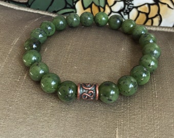 Jade bracelet for him Christmas Gift for Men Large Canadian Jade Bracelet Authentic Natural Nephrite Jade Beads 16mm Jade Bead Bracelet 