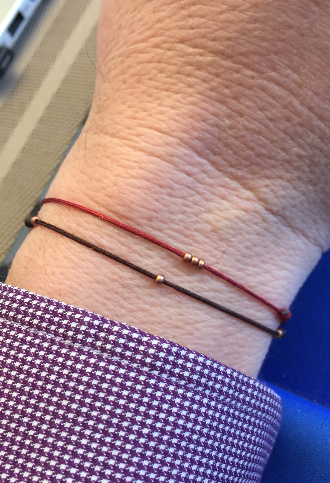 Mens String Bracelet, Mens Bracelet Copper, Thin Red Cord Bracelet