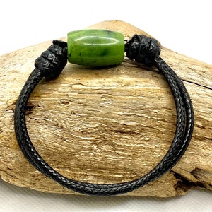 Authentic Natural Canadian Nephrite Jade Bracelet, Canadian Jade Barrel Choker, Green Jade Bracelet Men Surfer Bracelet Jade Choker Necklace