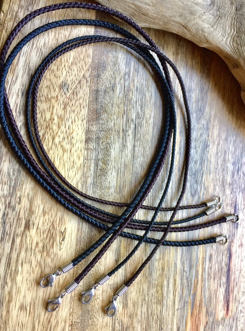 Waterproof NecklaceBlack Braided Cord Necklace Mens Black Etsy