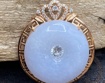 Genuine Natural Untreated Jadeite, Certified Grade A Jadeite Jade Pendant, Lavender Jadeite Jade Sterling Silver Jadeite Donut Pendant.