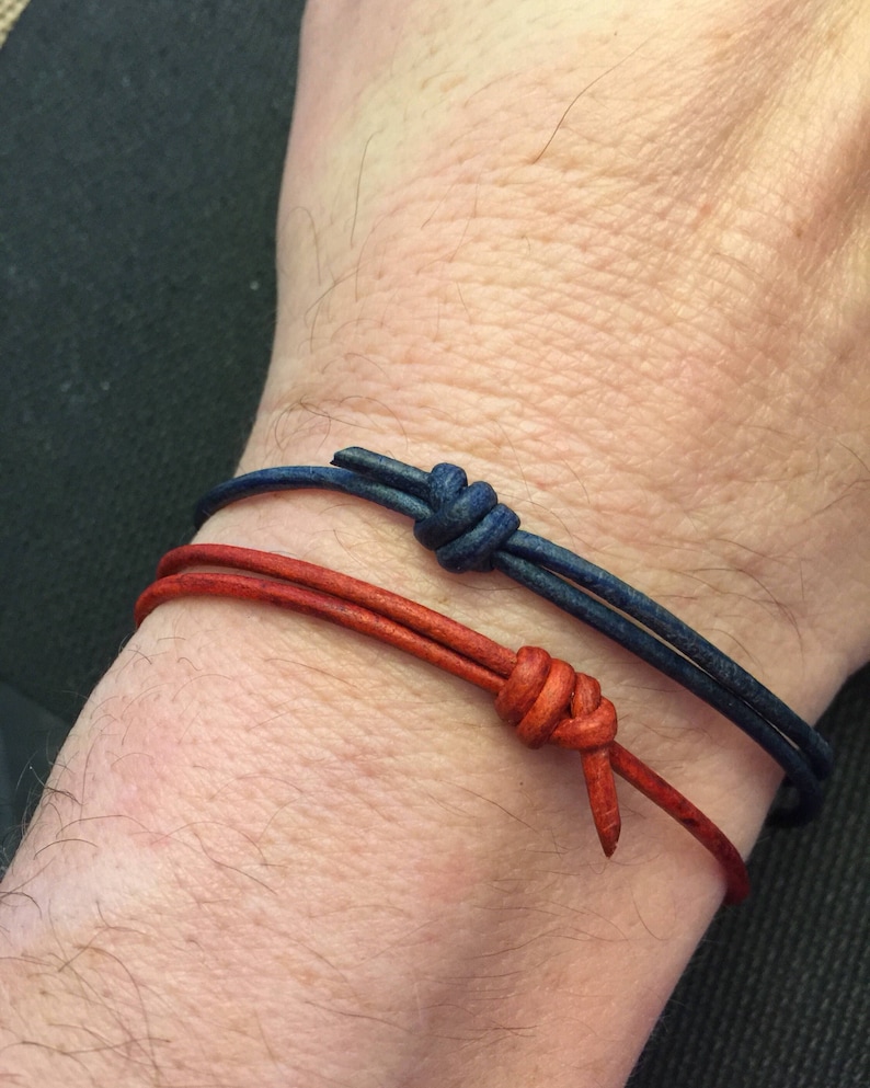 Leather Cord Bracelet, Men's Leather Bracelet, Surfer Bracelet, Bracelet for kids, Family Bracelet, Adjustable Bracelet with Sliding Knots. image 1