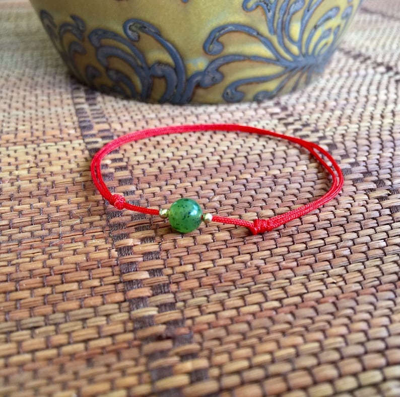 Good Luck Red Cord Bracelet Canada Jade Bracelet Green Jade Etsy