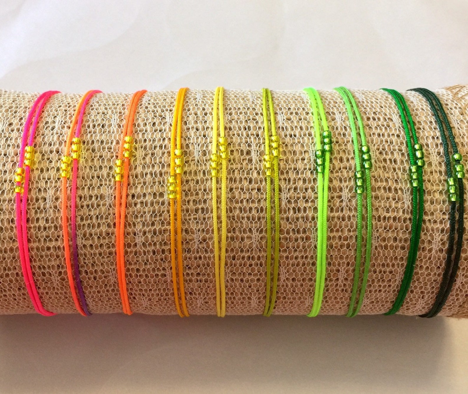 Neon Colors Bracelet, Hot Pink String Bracelet, Waterproof Bracelet ...