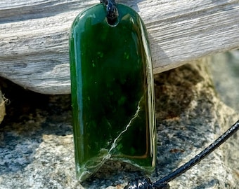 Authentic Canadian Nephrite Jade, Green Jade Necklace, Canadian Jade Pendant, Mens Jade Necklace, Jade Necklace for Mens, Gift for father.