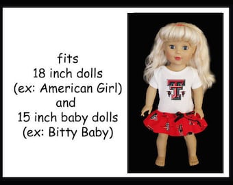 Texas Tech Red Raiders Football Dress and Hair Bow That Fits American Girl 18 Dolls