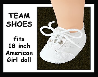 White vintage 72mm sneakers fitting 18 inch doll ( American Girl) and 15" baby doll , cheerleader doll sneakers/ tennis shoes.