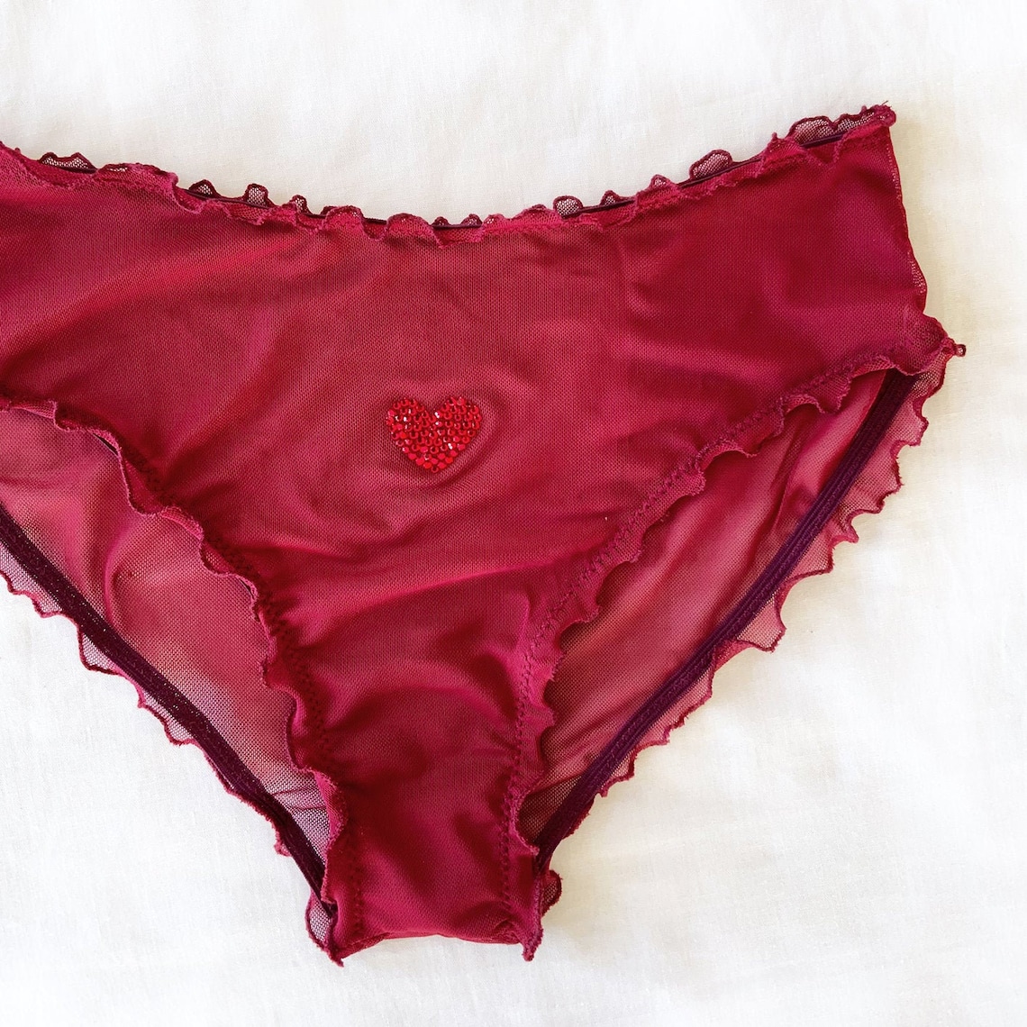 Heart Panties Valentines Day Gift For Her See Through Etsy