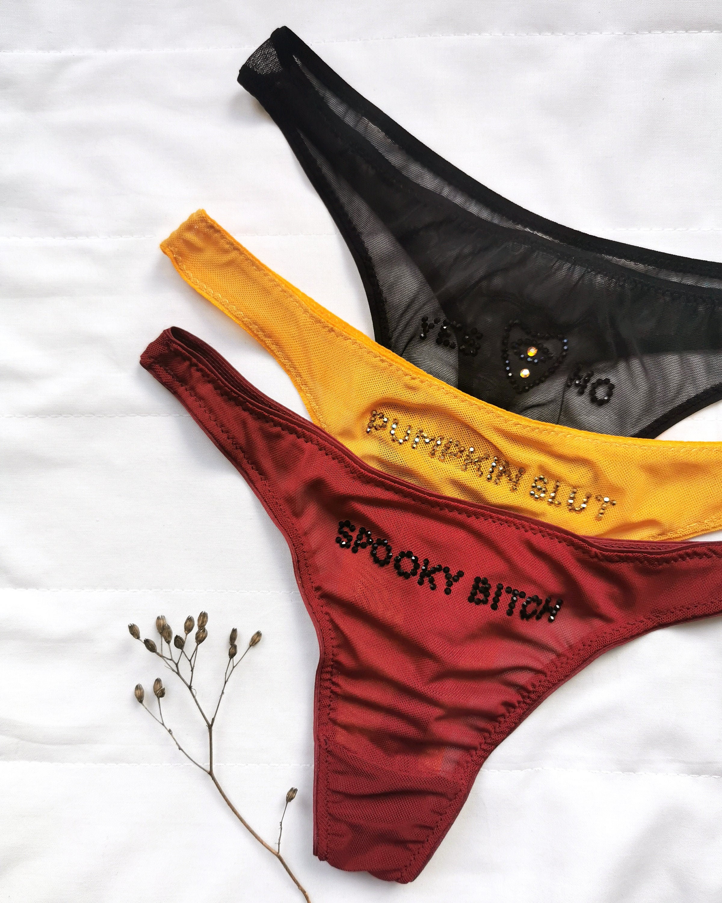 3-Pack Halloween Panty Set Spooky Bitch Pumpkin Slut Ouija foto afbeelding