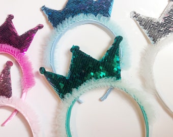 Sequin crown headband