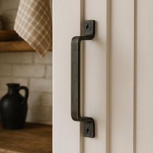 Handmade Steel Cabinet/Drawer Handle, 8.5" Length, 2" Clearance • 1/2" Wide x 1/4" Thick • Farmhouse Rustic Pull • Industrial Farm Co