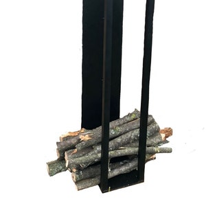 powder coated black metal fire wood holder