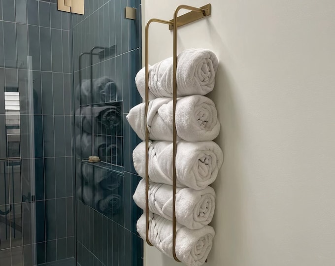 Bathroom Towel Storage, Wall Storage, Bathroom Decor, Towel Storage, Towel Rack, Wall Mounted Storage Holder, Bathroom Towel